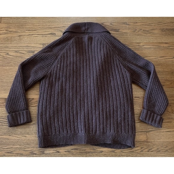 Duluth Trading Brown Woolpaca Shawl Collar Cardigan Mens Large Flannel Lining - Picture 6 of 9